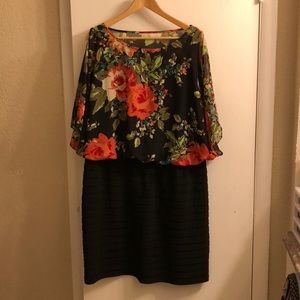 Floral and Black Women’s Dress 18W